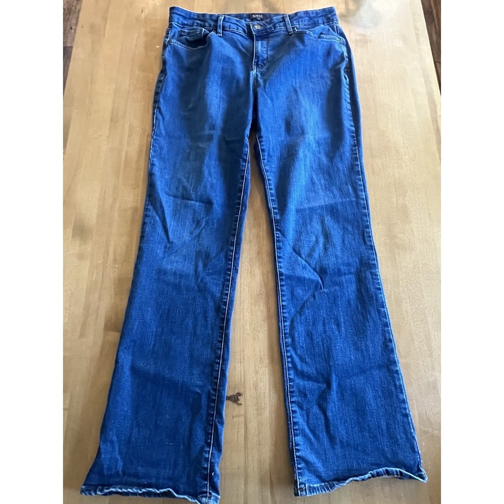 NYDJ Jeans Womens 10 Dark Denim Mid Rise Barbara Boot Cut Lift Tuck Technology